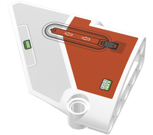 LEGO Curved Panel 13 Left with Red-orange Panel, Locking Clip and Arrows Sticker (64394)