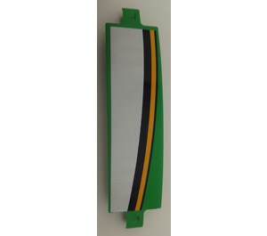 LEGO Curved Panel 13 x 2 x 3 with Pin Holes with white, black an yellow stripes left side Sticker (18944)
