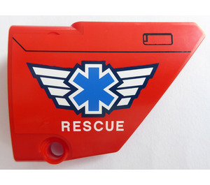 LEGO Kaareva Paneeli 14 Oikein jossa Rescue logo Tarra (64680)