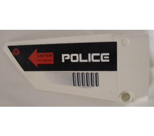 LEGO Incurvé Panneau 17 La gauche avec "Police", Vent, et "Caution Hot Surface" dans rouge La Flèche Autocollant (64392)
