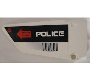 LEGO Gebogen Paneel 17 Links met "Politie", Vent, en "Caution Hot Surface" in Rood Pijl Sticker (64392)