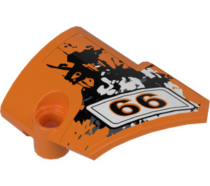 LEGO Curved Panel 2 Right with "66" Sticker (87086)