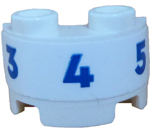 LEGO Cylinder 1 x 2 Halvt med Blå '3', '4' et '5' Klistermærke (68013)