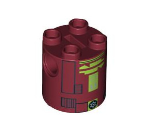 LEGO Cylindre 2 x 2 x 2 Robot Corps avec Noir, grise, et Green Astromech Droid Modèle (Indéterminé) (85630)