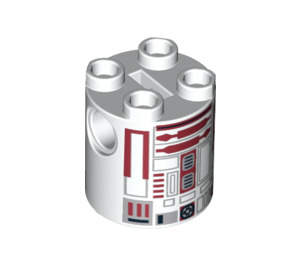 LEGO Cylindre 2 x 2 x 2 Robot Corps avec rouge Lines et rouge (R4-P17) (Indéterminé) (13317)