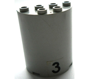 LEGO Cylinder 2 x 4 x 4 Halvt med "3" Klistermærke (6218)