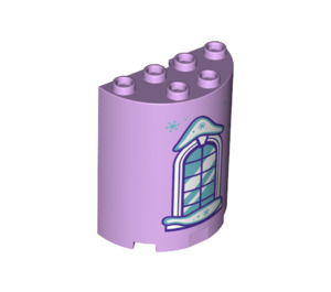 LEGO Cylinder 2 x 4 x 4 Half with Arched window with snow  (6218 / 66396)