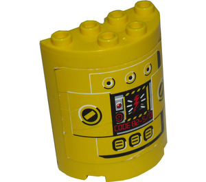 LEGO Cylinder 2 x 4 x 4 Halv med Control Panel Code 82-5/0 Klistermärke från Byggset 8250/8299 (6218)