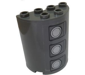 LEGO Cylinder 2 x 4 x 4 Half with Gas Tank Hatches Sticker (6218)