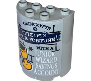 LEGO Cylinder 2 x 4 x 4 Half with Gringotts Multiply Your Fortune with a Junior Wizard Savings Account Sticker (6218)