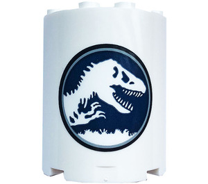 LEGO Cylinder 2 x 4 x 4 Half with 'Jurassic World' Logo Sticker (6218)