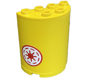 LEGO Cylinder 2 x 4 x 4 Half with Red Star Wars Republic Logo Right Sticker (6218)