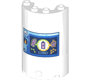 LEGO Cylindre 2 x 4 x 5 Demi avec Battery Power Screen Autocollant (35312)