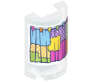 LEGO Cylinder 2 x 4 x 5 Halvt med Bright-coloured Fabric Patch Gardin Klistermærke (35312)