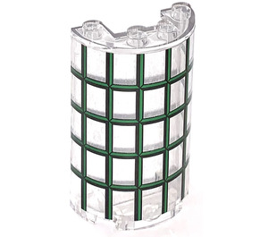 LEGO Cylinder 2 x 4 x 5 Half with Dark Green Window Panes Sticker (35312)