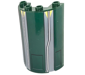 LEGO Cylinder 2 x 4 x 5 Half with Hatches, White Lines and Yellow Triangles Sticker (35312)