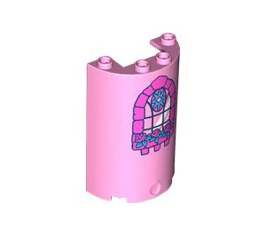LEGO Cylindre 2 x 4 x 5 Demi avec Pink Fenêtre (35312 / 101811)