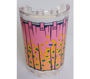 LEGO Cylinder 2 x 4 x 5 Half with Shower Curtain with Flowers Sticker (35312)