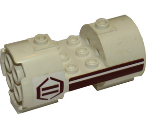 LEGO Cylinder 3 x 6 x 2.7 Horizontal with Stripes and Hexagon Right Sticker Hollow Center Studs (30360)