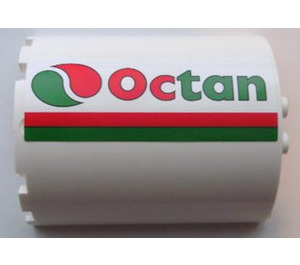 LEGO Cylinder 3 x 6 x 6 Half with Red and Green Stripe and Octan Logo (Left) Sticker (87926)