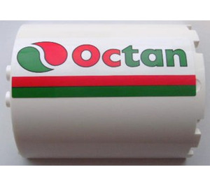 LEGO Cylinder 3 x 6 x 6 Half with Red and Green Stripe and Octan Logo (Right) Sticker (87926)