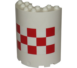 LEGO Cylinder 3 x 6 x 6 Half with Red and White Tiles Sticker (87926)