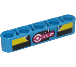 LEGO Donker Azuurblauw Balk 5 met 'RACE', Geel en Zwart Areas Sticker (32316)