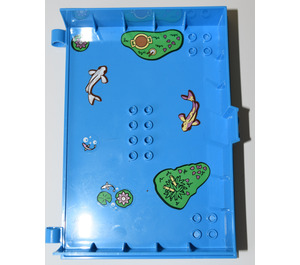 LEGO Dunkles Azur Book Hälfte mit Hinges mit Fisch, lily pad, und island Aufkleber (65196)