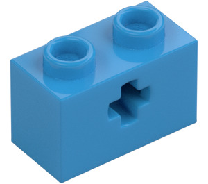 LEGO Mørk Azure Klods 1 x 2 med Aksel hul ('+' åbning og bunddel) (31493 / 32064)