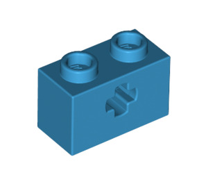 LEGO Azur foncé Brique 1 x 2 avec Essieu Trou (ouverture '+' et tube inférieur) (31493 / 32064)