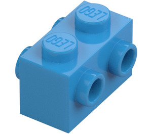 LEGO Dark Azure Brick 1 x 2 with Studs on Opposite Sides (52107)