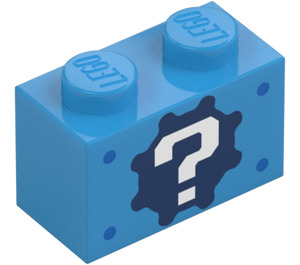 LEGO Azzurro scuro Mattoncino 1 x 2 con Bianco Question Mark su Dark Blu Ingranaggio Cog con tubo alla base (76886 / 76887)