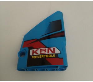 LEGO Dark Azure Curved Panel 13 Left with "KRN Power Tools" sticker (64394)