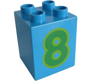 LEGO Dark Azure Duplo Brick 2 x 2 x 2 with '8' (13171 / 28938)