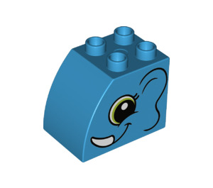 LEGO Dark Azure Duplo Brick 2 x 3 x 2 with Curved Side with Elephant Head (11344 / 36733)