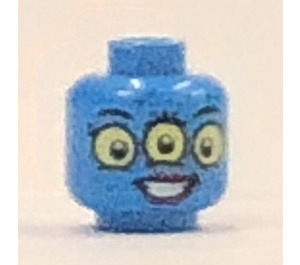 LEGO Dark Azure Head with 3 Bright Yellow Eyes (Recessed Solid Stud) (3626)