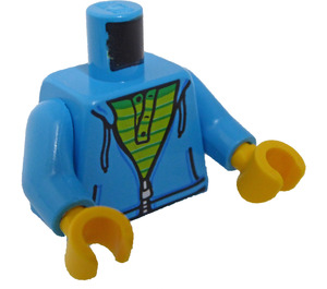 LEGO Dark Azure Kapuzenpullover mit Leuchtendes Grün Striped Hemd Torso (973 / 76382)