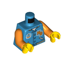 LEGO Dark Azure Minifig Torso mit Letterman Jacket mit 'SQUIDS' Logo auf Der Rücken (973 / 76382)