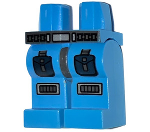 LEGO Mörk Azure Minifigur Höfter och ben med Dark Stone grå Bälte, 2 Pockets och Kneepads (3815)