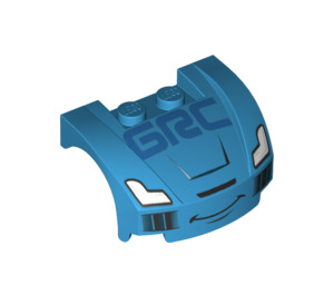 LEGO Azur Foncé Mudgard Bonnet 3 x 4 x 1.3 Incurvé avec 'GRC' et Smile (70162 / 98835)