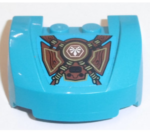 LEGO Dark Azure Mudgard Bonnet 3 x 4 x 1.3 Curved with White Chima Logo, Tied Wooden Armor Sticker (98835)