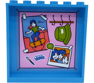 LEGO Donker Azuurblauw Paneel 1 x 6 x 5 met Coat Rack, Hoed, Photo, Brush en 'Cool' Sticker (59349)