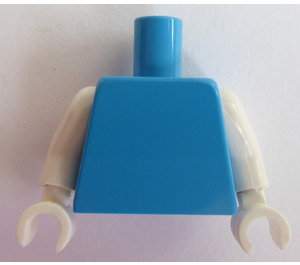 LEGO Dark Azure Plain Minifig Torso with White Arms and White Hands (76382 / 88585)