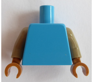 LEGO Dark Azure Plain Torso with Dark Tan Arms and Medium Dark Flesh Hands (973 / 76382)