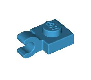 LEGO Donker Azuurblauw Plaat 1 x 1 met Horizontale Klem (Dikke open 'O'-clip) (52738 / 61252)