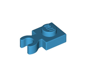 LEGO Dark Azure Platte 1 x 1 mit Vertikale Clip (Dick geöffneter O-Clip) (44860 / 60897)