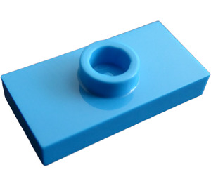 LEGO Dark Azure Plate 1 x 2 with 1 Stud (with Groove and Bottom Stud Holder) (15573 / 78823)