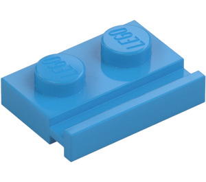 LEGO Mørk Azure Plade 1 x 2 med Dør Jernbane (32028)