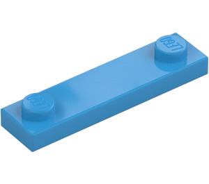 LEGO Donker azuurblauw Plaat 1 x 4 met Twee Noppen zonder groef (92593)