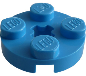 LEGO Dark Azure Plate 2 x 2 Round with Axle Hole (with '+' Axle Hole) (4032)
